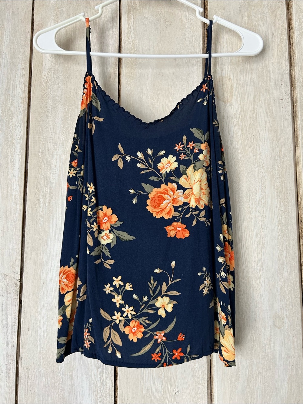 Old Navy Navy Floral Cold-Shoulder Cami
